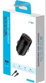 Pawa Supermini 65W Dual Port Car Charger with PD & QC Ports + Braided Type-C to Lightning Cable (PW-PDTCN65L) - Image 3