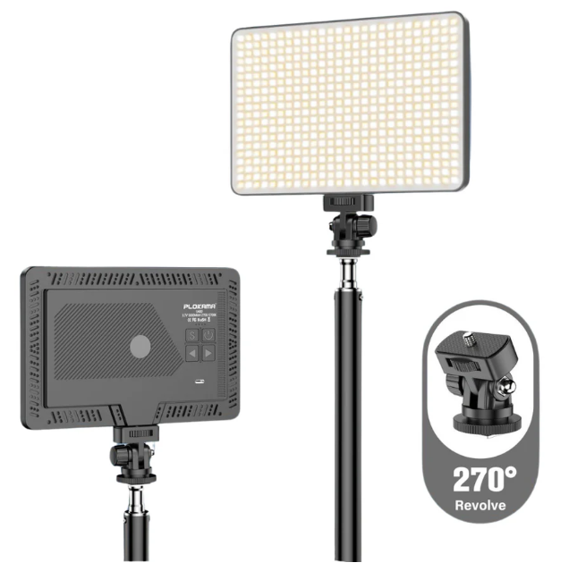 plokama-20-w-led-photography-fill-light-u480-rechargeable-5-.png Plokama 20 W LED Photography Fill Light U480 – Rechargeable 5 000 mAh Beads, 2700-5700 K Stepless Dimming, 270° Articulating, Portable Studio Light – - Image 1
