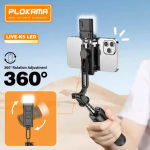 Plokama Live K5 Selfie Stick Tripod + Built-in LED Light & Bluetooth Remote – Foldable 3-in-1 Vlogging Stick - Image 2