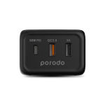 Porodo 3-Port Wireless Charger 30W PD-FWCH005-BK – Fast Charging Station with 15W Wireless Pad, PD 30W USB-C, Dual USB-A Outputs - Image 3
