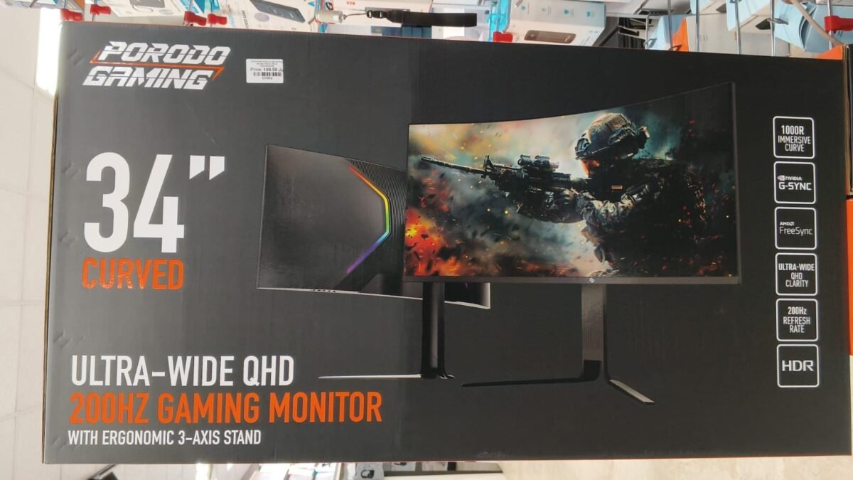 Porodo 34-Inch Curved Gaming Monitor in Oman – WQHD 200Hz UltraWide Display - Image 4
