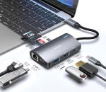 Porodo 4K 7‑in‑1 Multi‑Port USB‑C Hub (Model PDRDS71GY) – Aluminium Alloy, 100 W Power Delivery, Ethernet & SD - Image 3