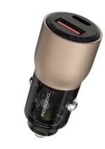 Porodo 95W PD Transparent Car Charger with 0.9M Lightning Cable – Desert Titanium