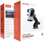 Porodo Auto-Clamp Extension Dashboard & Windshield Mount (PD-AVACRM-BK) – Universal Design, 360° Rotation, One-Hand Operation, - Image 3