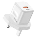 Porodo Blue 20W Super Fast Charger – Dual Port (USB‑C PD + USB‑A QC) Compact Wall Adapter – - Image 2