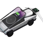 Porodo Cyber Dock Wireless Charger + 360° Rotating Stand PDMRCTWCGY – Fast Qi Charging for Phones, Smartwatches & Earbuds