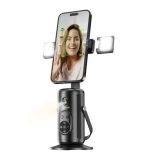 Porodo Face Tracking Smart Mount PD-HSM13 – 360° Auto Rotation, Gesture Control, Wireless Shutter, Detachable Fill Light, 1800mAh Battery, Type-C Charging,