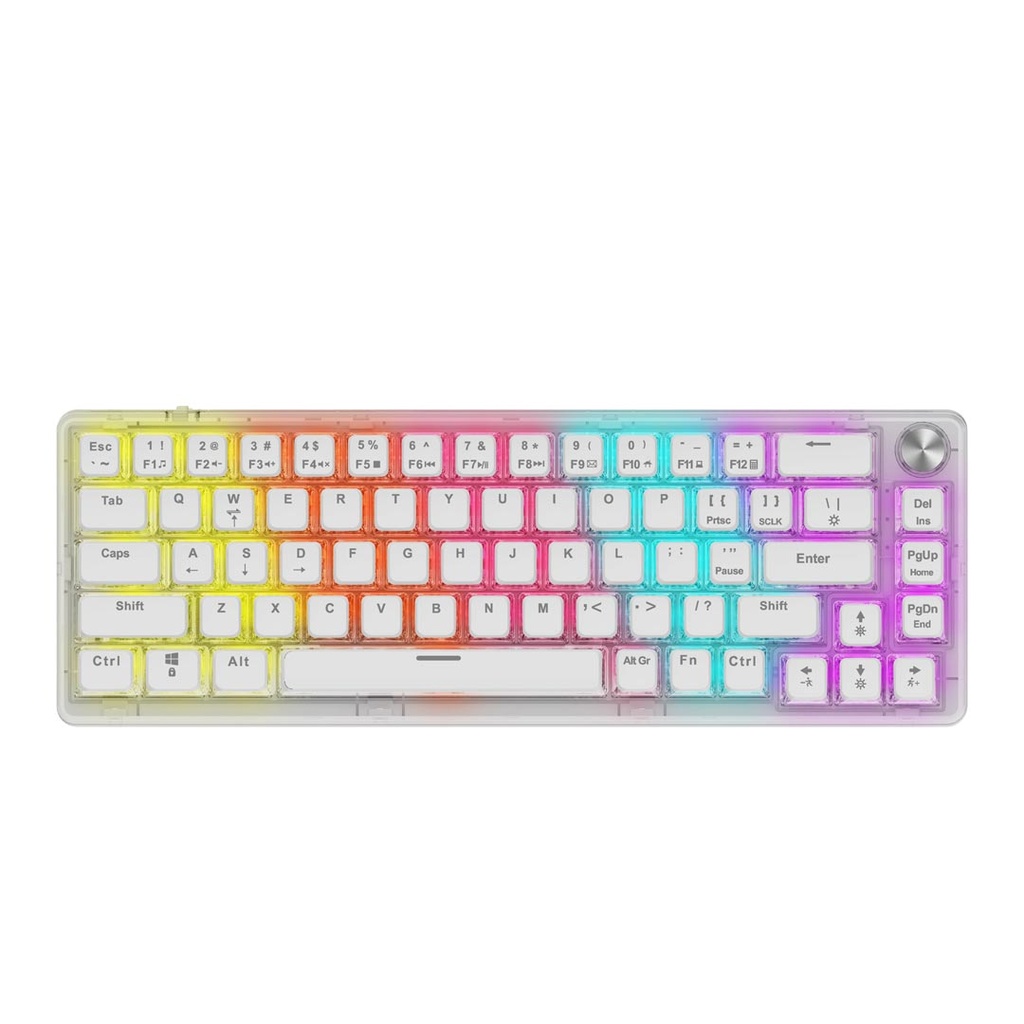 porodo-gaming-pudding-keycaps-mechanical-keyboard-with-multi.jpg Porodo Gaming Pudding Keycaps Mechanical Keyboard with Multi-Function Rotary Knob – Transparent (PDX223) - Image 1