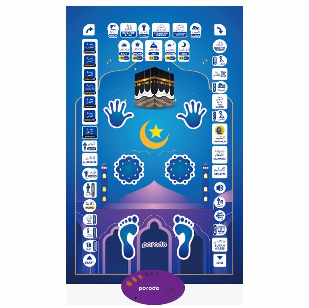 porodo-kids-educational-interactive-smart-prayer-mat-pd-kepm.jpg Porodo Kids Educational Interactive Smart Prayer Mat PD-KEPM-BU – 51 Touch Keys, 7 Languages, - Image 1