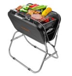 Porodo Lifestyle Foldable BBQ Grill – 17-Inch Grilling Area, Portable Charcoal Grill, Quick Setup,