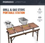 Porodo Lifestyle Grill & Gas Stove Portable Station – Foldable Aluminum Outdoor Cooking Station with Detachable Grill & Stove, - Image 3