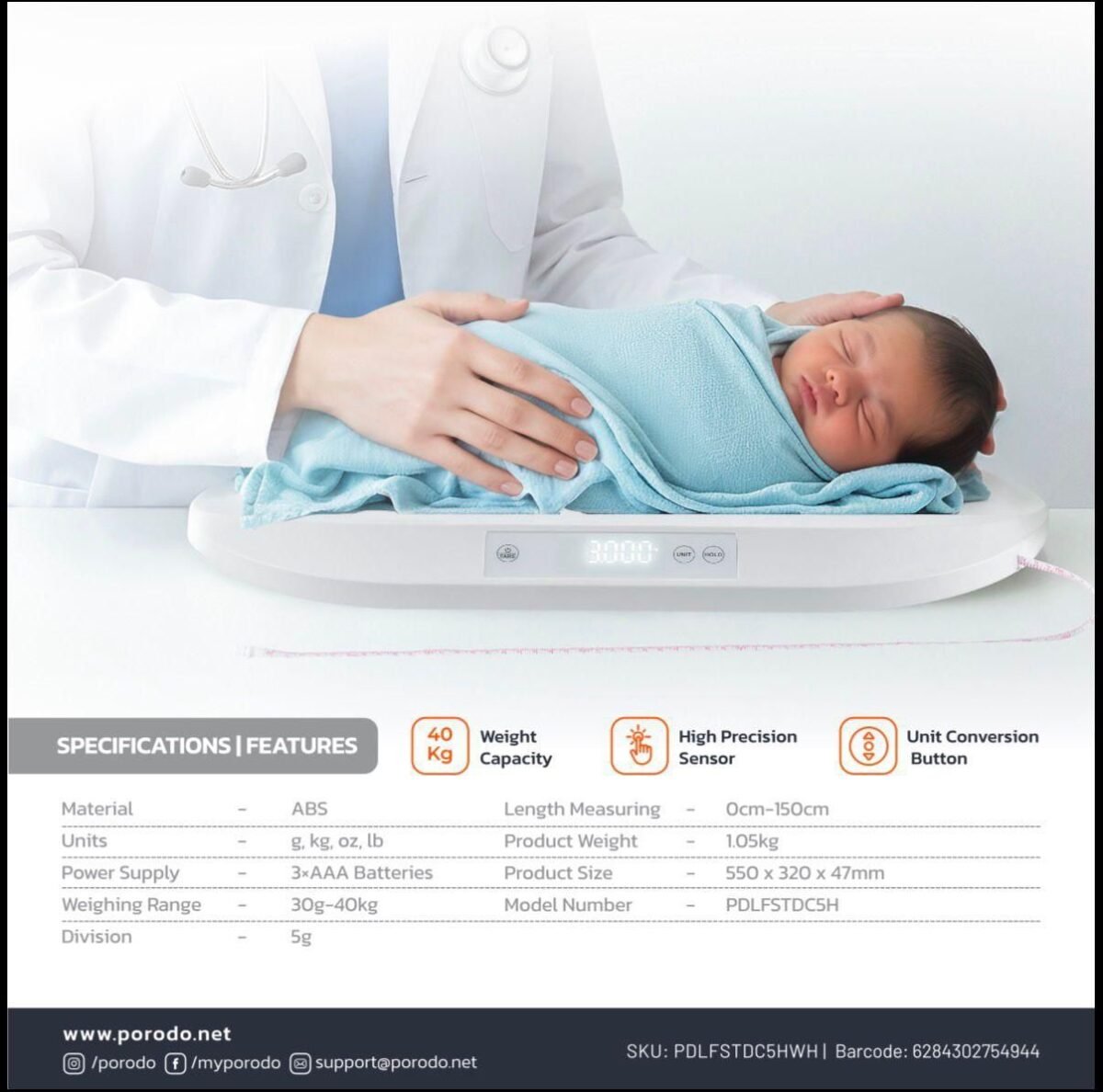 Porodo Lifestyle Minimeasure Electric Digital Body Scale In Oman - Image 5