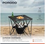 Porodo Lifestyle Outdoor Companion Foldable Camping Table – PDRS2355BK, Portable 56×56 cm Picnic Table with Cooler & Cup Holders | - Image 6