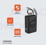 Porodo PB068 10,000 mAh Power Bank – 45W USB‑C PD with Built‑in Retractable 70 cm Cable & Digital Display (Price In Oman) - Image 2