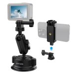 Porodo PD-2N1MCSB-BK 2-in-1 Phone & Camera Mount – 360° Swivel, Double-Layer Suction Base, Reusable Design