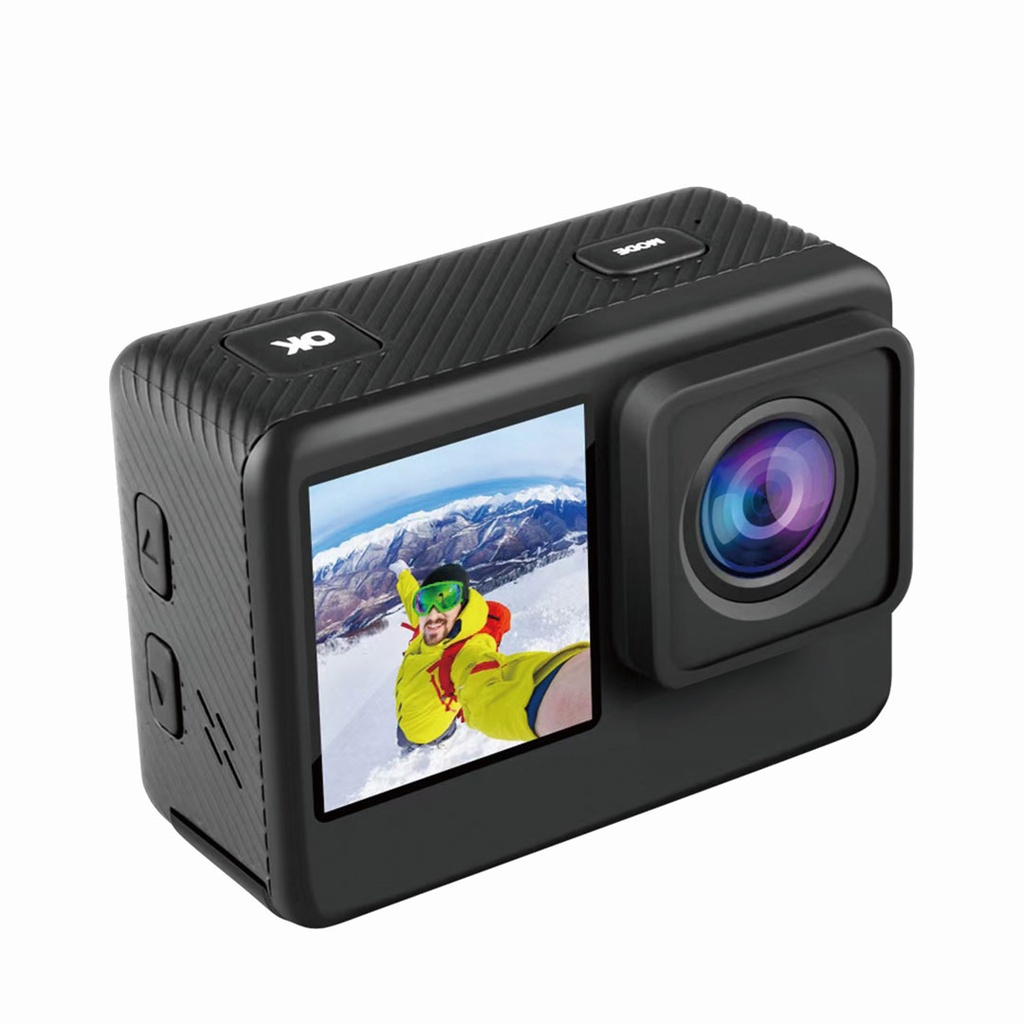 porodo-pd-4kacam-uhd-dual-display-4k-action-camera-with-wate.jpg Porodo PD-4KACAM UHD Dual Display 4K Action Camera with Waterproof Case – 16MP, Wi-Fi, 900mAh Battery, - Image 1