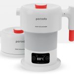 Porodo PD-KTLD850W-WH Portable Folding Electric Kettle – 600ml, 850W, Touch Display, Boil-Dry Protection – Ideal for Travel and Compact Kitchens