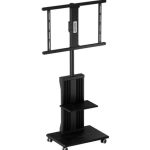 Porodo PD-TVFSW-BK Mobile TV Stand – Dynamic Swivel & Tilt, 32"-75" Screens, Height Adjustable, 35kg Capacity, VESA Compatible, with Wheels & Media Shelf ,