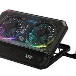 Porodo PDX121 Crystal Shell Laptop Cooling Pad – Silent Dual Fans, Adjustable Stand, LED Lighting,