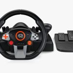 Porodo PDX627 7-in-1 Gaming Steering Wheel – 270° Rotation, Responsive Pedals, Gear Lever – Compatible with PS4, PS3, Xbox One, Xbox 360, PC, Nintendo Switch, Android –