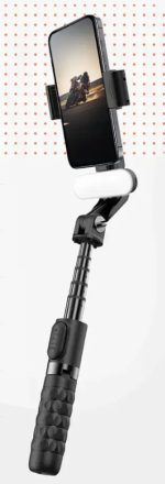 Porodo QuadBase Gimbal Stabilizer LFST148 – 3-Mode Bluetooth Video Stabilizer with Detachable Light & Foldable Quad-Base Tripod - Image 2