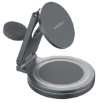 Porodo Rotating Base 3-in-1 Wireless Charger PD-FWCH039 – 15W Fast Charging, Foldable Design, Type-C Input Price In Muscat Oman