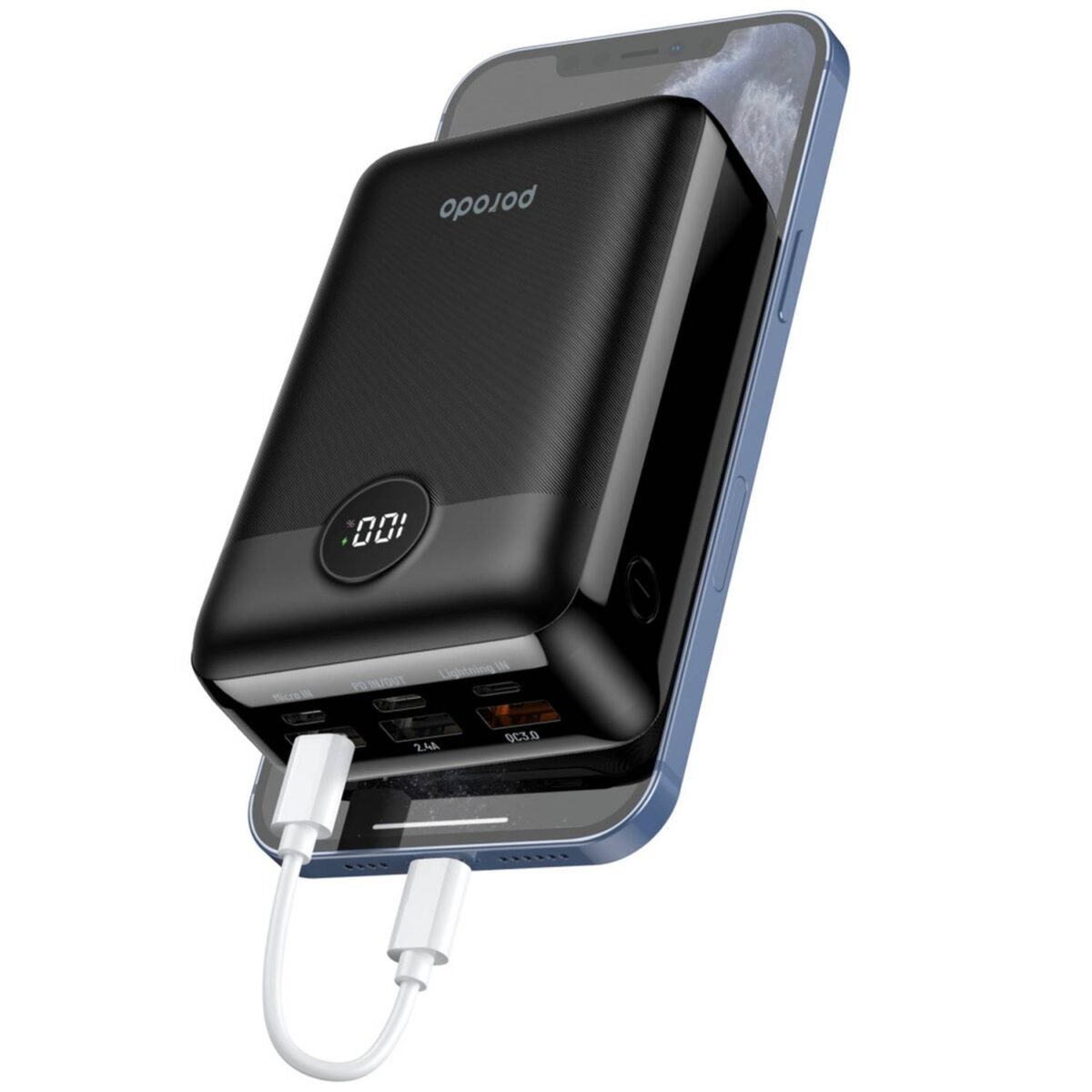 Porodo Super Compact Power Bank 30000mAh PD 20W QC3.0 Portable Charger PD-PBFCH008-BK – High Capacity Fast Charging Power Bank - Price in Oman - Image 3