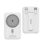 Powero+ Mag Grip PBMG220T – 10,000 mAh MagSafe Power Bank with Built-In USB-C & Lightning Cables (Fast Charging, Magnetic Grip)