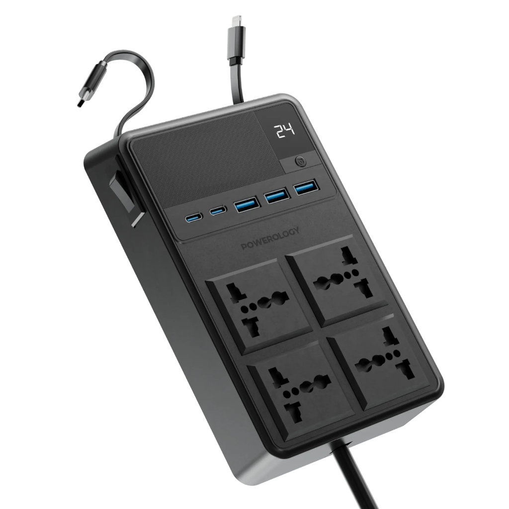 powerology-2500w-4-ac-retractable-cable-power-strip-pwc029-f.png Powerology 2500W 4-AC Retractable Cable Power Strip PWC029 – Fast-Charge USB-C & USB-A, 2500 W High-Output, - Image 1