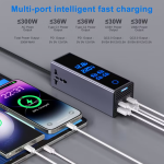 Powerology 2AC Socket Car Power Inverter PWCUQC044 — 300W Dual AC Outlets, PD 36W USB-C, USB-A QC, Voltage Display & Safety Protection (Gray) - Image 2