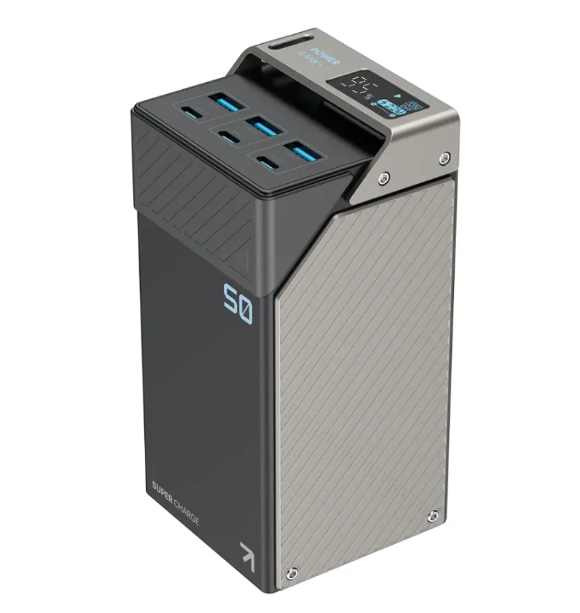 powerology-50000mah-power-bank-ppbcha68-65w-fast-charge-3usb.png Powerology 50000mAh Power Bank PPBCHA68 — 65W Fast Charge, 3×USB-C (PD) + 3×USB-A, LED Display, 185Wh High-Capacity (Black) - Image 1