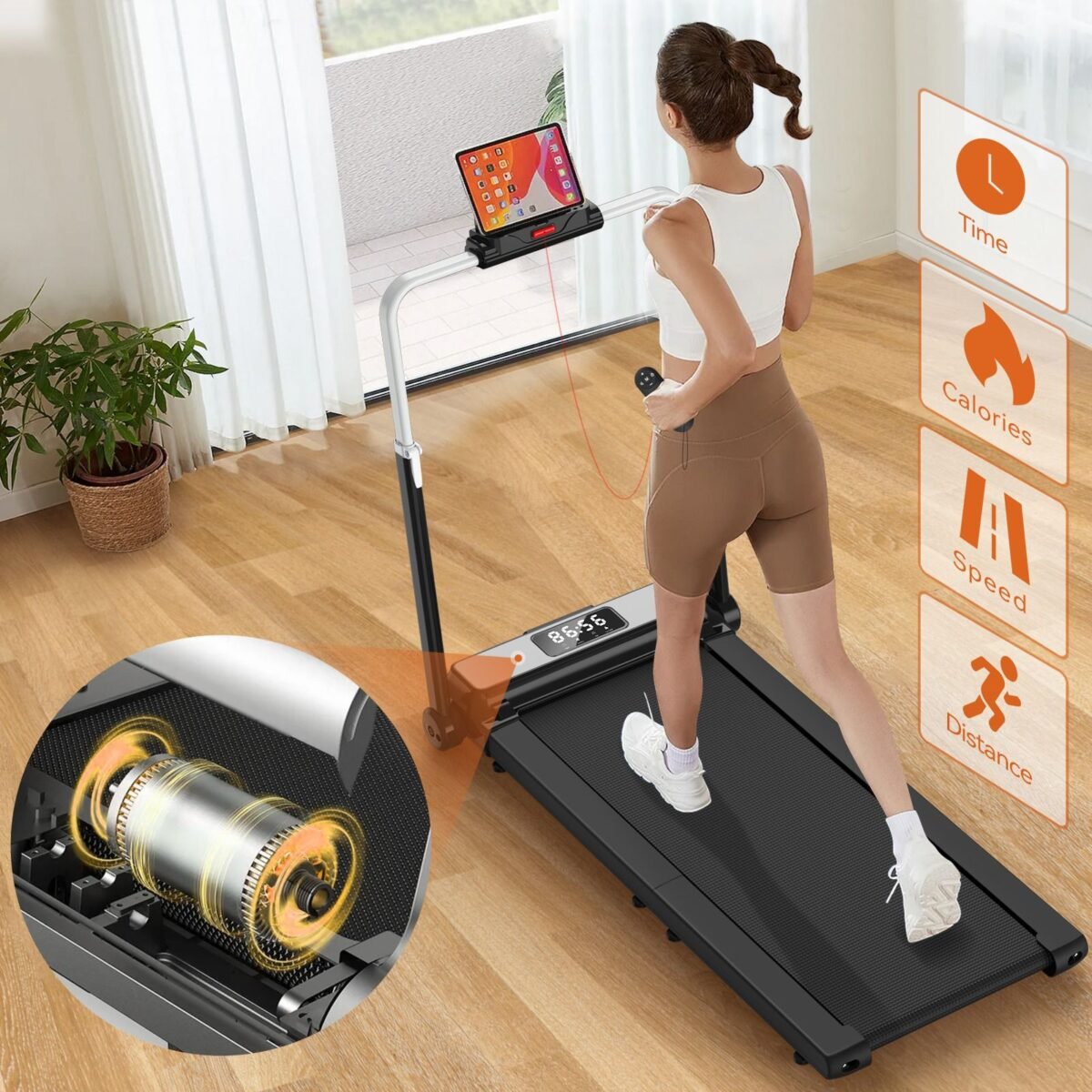 Powerology Folding Design Walking & Running Pad PFTRDMLBK – Compact Smart Treadmill for Home & Office Use - Image 6