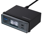 Powerology Power Hub Desktop Charging Station (PWCUQC048) — 65W Total, 3× USB-C PD + 1× USB-A QC with Real-Time Power Monitoring Display (Black)