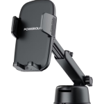 Powerology Raven Auto-Clamping Car Phone Mount PWRLX08BK – Strong Suction, 360° Rotation, 5.5-9 cm Clamp |
