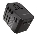 Powerology Universal Travel Adapter 2.4A + PD 45W – Multi-Port Fast Charger for Global Use (P45PDUTVBK)