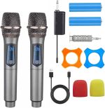 Professional V21 2‑in‑1 Wireless Mic Set – Dual Rechargeable Handheld UHF Microphones - Image 2