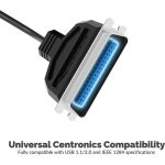 Sabrent USB 2.0 to DB25 IEEE-1284 Parallel Printer Cable Adapter (PR1) – 6ft, Plug & Play, Compatible with Windows & Mac - Image 2