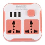 Saffron USB Socket Adapter E03 – Universal Travel Plug with Built‑in USB Port