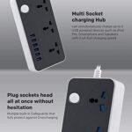 Smart USB Socket CX-T05-W – 3 Power Outlets & 6 USB Ports | Surge Protection | 2m Cord | - Image 3