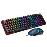 T-Wolf TF200 RGB Gaming Keyboard & Mouse Combo – Wired Mechanical Feel with Rainbow Backlit Keys for PC Gaming, Price in Oman