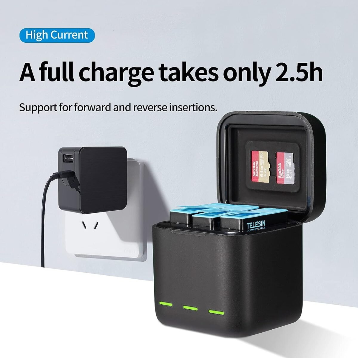 Telesin GP‑BCG‑901 3‑Channel USB‑C Charging & Storage Box for GoPro Batteries | - Image 3