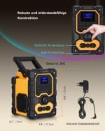 UEME Robuste BGL1 DAB+ FM Bluetooth Radio – 16W Stereo Sound, 2.5" LCD Display, USB Charging, AUX Input, Splash-Proof Design – - Image 3