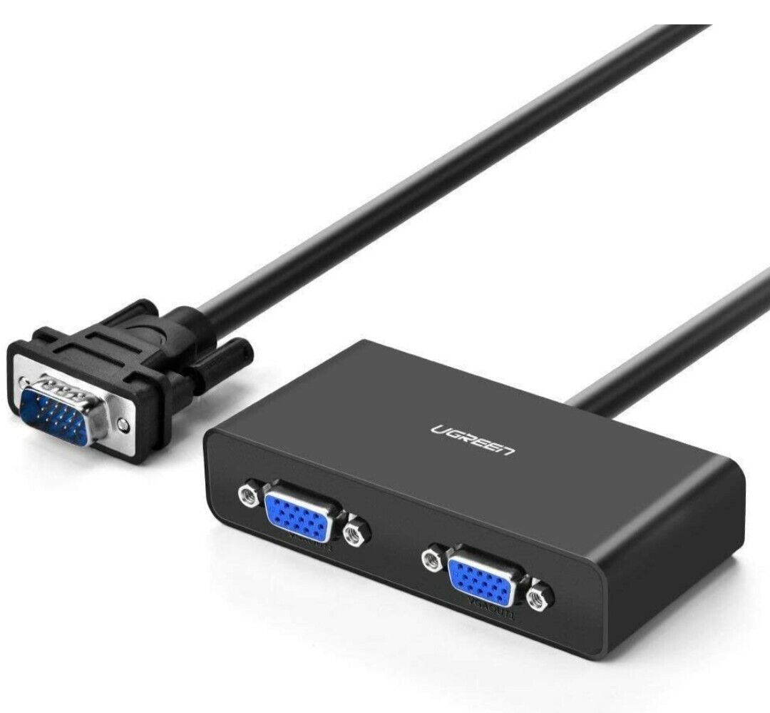 ugreen-vga-male-to-2-female-video-splitter-cable-1-meter-108.jpg Ugreen VGA Male to 2 Female Video Splitter Cable – 1 Meter, 1080p Support, Signal Booster – - Image 1
