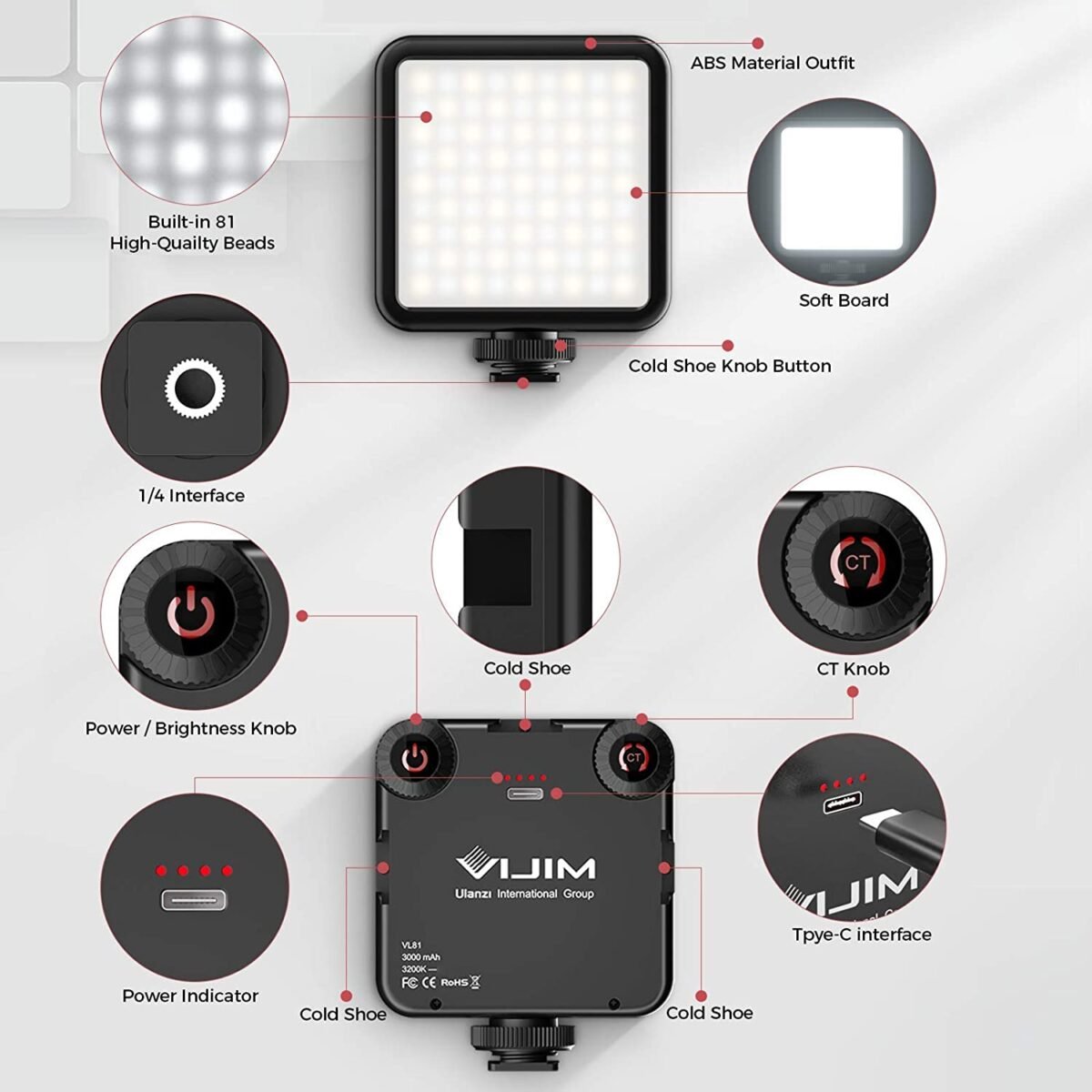 Ulanzi VL‑81 Bi‑Color Mini Fill Light – 3000 mAh Rechargeable LED for Vlog & Camera - Image 4