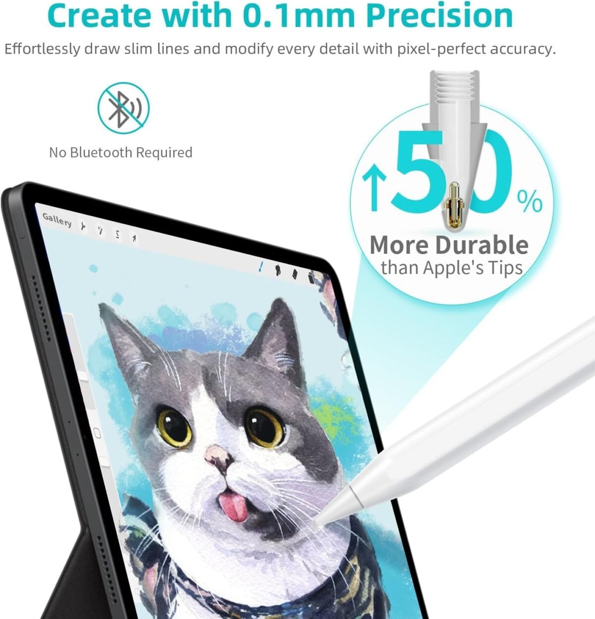Universal Tablet Pen Stylus – Rechargeable, Fine Tip, Touchscreen Compatible for iPad, Android & Windows | - Image 2