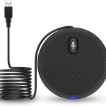 USB Conference Omnidirectional Microphone – 360° Condenser Mic with Mute Button – Plug & Play for Online Meetings –