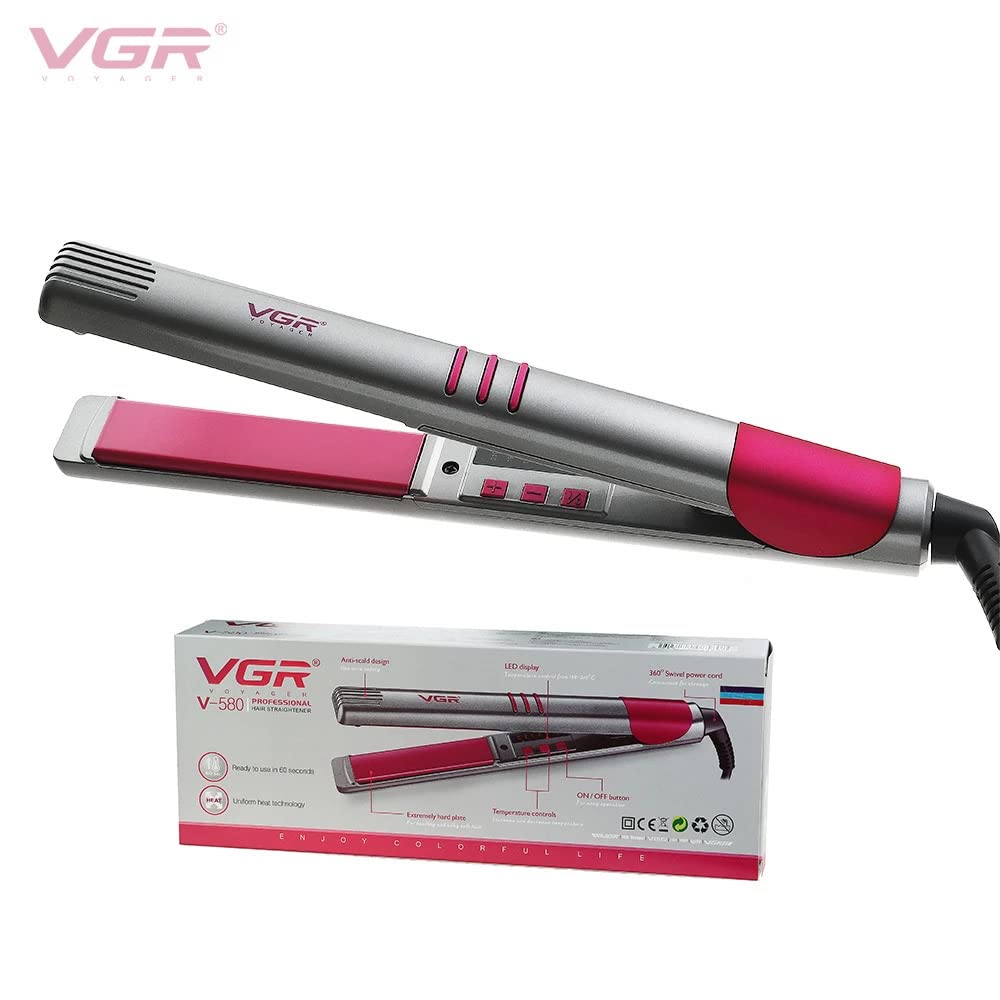 vgr-professional-hair-straightener-v-580-ceramic-plates-fast.jpg VGR Professional Hair Straightener V-580 – Ceramic Plates, Fast Heating, Salon-Grade Styling Tool (Price In Oman) - Image 1