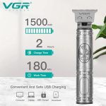 VGR V-228 Professional Cordless Hair Trimmer – 180-Min Runtime, LED Display, Stainless Steel Blades, USB Rechargeable, Price in Oman - Image 4