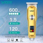 VGR V-290 Professional Hair Trimmer – Cordless, 120-Minute Runtime, Stainless Steel T-Blades, LED Display, USB Type-C Charging, - Image 7