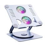 VST619 Aluminum Laptop Stand Radiator + Dual Fan Cooling – Portable, Ergonomic & Adjustable Support for 10–17″ Laptops - Price In in Oman